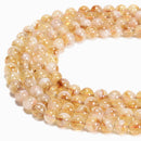 Natural Citrine Smooth Round Beads Size 6mm 8mm 10mm 12mm 15.5'' Strand