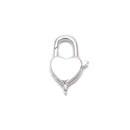 925 Sterling Silver Heart Clasp Size 8x13mm Sold 3 Pcs Per Bag