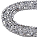 silver plated hematite faceted nugget beads