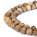 picture jasper matte round beads 