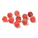 Carnelian Hand Carved Rose Flower Gemstone Beads Size 10mm 12mm 10pcs Per Strand