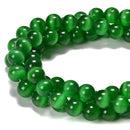 Dark Green Cat's Eye Smooth Round Beads Size 4mm 6mm 8mm 10mm 12mm 15.5'' Strand