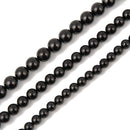 Natural Black Spinel Smooth Round Beads Size 6mm 8mm 10mm 15.5'' Strand