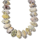 Dendritic White Opal Center Drill Faceted Points Beads Approx 13-25mm 15.5" Str
