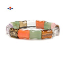 Multi Gemstones Double Drill Bamboo Shape Bracelet Size 12x15mm Length 7.5"