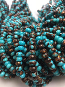 bronzite turquoise smooth rondelle beads