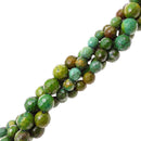 green yellow turquoise faceted round beads
