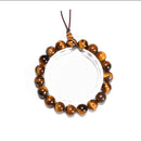 Yellow Tiger Eye Smooth Round With Guru Beaded Bracelet Size8mm 10mm 7.5''Length