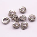 silver plated mirco pave zircon spiral charm