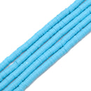 Light Blue Polymer Clay Heishi Rondelle Discs African Tribal Beads 1x4 1x6mm 15.5"Strand