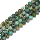 Natural African Turquoise Hard cut Faceted Round Beads Size 6mm 15.5" Strand