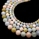 Morganite Smooth Round Size 4mm 6mm 8mm 10mm 12mm 15.5" Strand