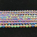 clear quartz ab coat smooth round beads