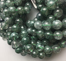 green rutilated quartz smooth round beads