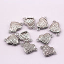 silver plated mirco pave clear zircon heart shapex sale by piece