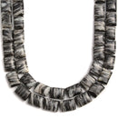 Black Network Silk Stone Spider Web Jasper Smooth Flat Rectangle Beads Size 10x14mm 15.5'' Strand