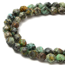 2.0mm Large Hole African Turquoise Faceted Star Cut Beads Size 8mm 8'' Strand
