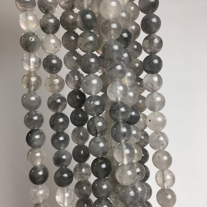 cloudy quartz smooth round beads 