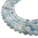 multi blue aquamarine faceted round beads