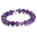 amethyst bracelet silver skull matte round