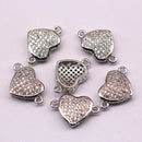 silver plated mirco pave clear zircon heart shapex sale by piece
