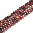 Pink Rhodonite Hard Cut Faceted Round Beads Size 5mm 6mm 15.5'' Strand