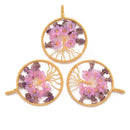 Amethsyt Chips Flower Tree of Life Charm Wire Wrap Pendant Size 50mm Sold Per Piece