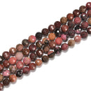 Pink Rhodonite Hard Cut Faceted Round Beads Size 5mm 6mm 15.5'' Strand