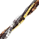gray gold silver copper hematite matte cube beads