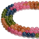 Chakra Rainbow Dyed Jade Smooth Round Beads 6mm 8mm 10mm 15.5''Strand