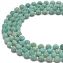 Green Amazonite Prism Cut Double Point Faceted Round Beads 8mm 15.5'' Strand