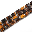 Yellow Tiger's Eye Faceted Rectangle Cylinder Drum Barrel Beads 12x16mm 15.5" Strand