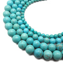 Blue Turquoise Smooth Round Beads 6mm 8mm 10mm 12mm 15.5" Strand