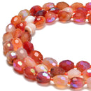 AB Coated Carnelian Faceted Rice Shape Beads Size 12-15mm 15.5'' Strand