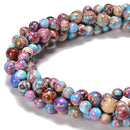 Purple Blue Galaxy Imperial Sea Sediment Jasper Smooth Round Beads 4mm 6mm 8mm 10mm 12mm 15.5" Strand