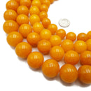 Amber Yellow Dyed Jade Smooth Round Beads 14mm 16mm 18mm 20mm 15.5" Strand