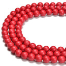 Red Shell Pearl Matte Round Beads Size 6mm 8mm 10mm 15.5'' Strand