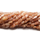Peach Moonstone Pebble Nugget Beads Size Approx 6x8mm 15.5'' Strand