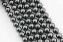 black gray shell pearl smooth round beads