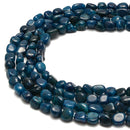 Dark Blue Apatite Smooth Pebble Nugget Beads Size Approx 7x9mm 15.5" Strand