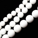 White Porcelain Smooth Round Beads Size 14mm 16mm 18mm 20mm 15.5" Strand