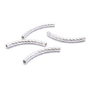 925 Sterling Silver Spiral Curved Hollow Tube Beads Size 3x30mm 5 Pcs Per Bag