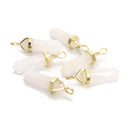 Crystal Quartz Pendulum Healing Point Gold Plated Loop Bail Pendant 8x40mm 6 PCS