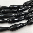 black onyx faceted teardrop beads