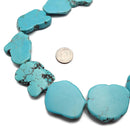 Blue Magnesite Turquoise Freeform Slab Slice Beads 30mm 35mm 40mm 15.5" Strand