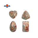 Green Aqua Terra Impression Jasper Teardrop/Heart/Shield/Rectangle Pendant