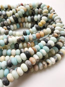 natural Multi-Color amazonite matte rondelle beads