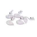 925 Sterling Silver Swan Charm with Cubic Zirconia Size 11x13mm 3 PCS Per Bag