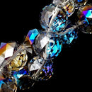 Clear Blue AB Crystal Glass Faceted Balls Chandelier Sun Catcher Beads 24mm 28mm 8" Strand