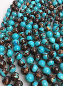 bronzite turquoise smooth round beads